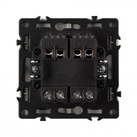 Механизм выключателя двухклавишный перекрёстный SWT-NOBE-MKX2-SFPL-IS (230V, 10A) (Arlight, Никель) 061794
