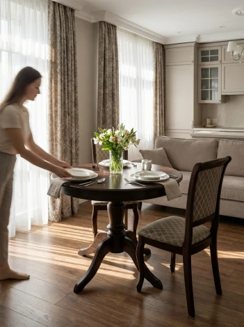 Стол обеденный Линне темный орех 90/130*90 Mebelik 009914