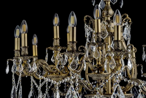 Подвесная большая люстра Dio D'Arte Opera E 1.1.18.600 A (220V, хрусталь, на цепи, подсвечник, свеча)
