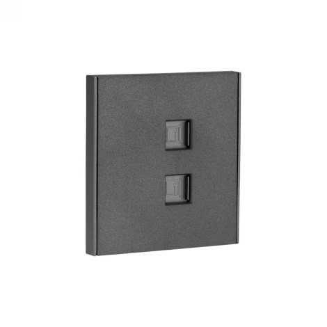 Розетка компьютерная двойная RJ45+RJ45 кат6 с/у графит Kranz Strong KR-78-0725-6