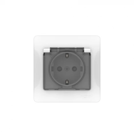 Розетка с заземлением, шторками и крышкой (белый) Systeme Electric GSL000148S