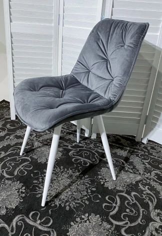 Обеденный стул M-City MONACO UF910-05 DARK GREY, велюр/белый каркас