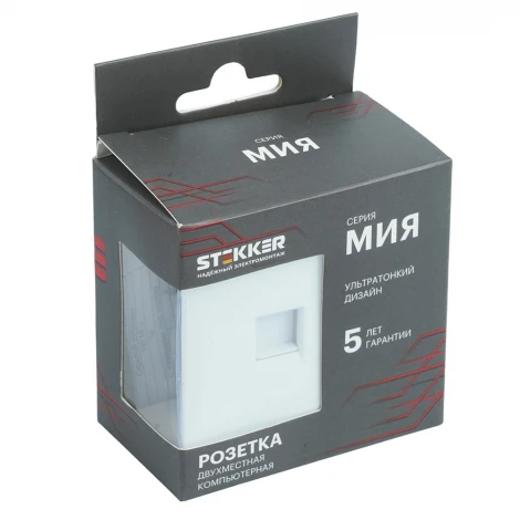 Розетка компьютерная 2-местная RJ-45 (механизм) RST00-3111-01 белая магнолия Stekker Мия 50437