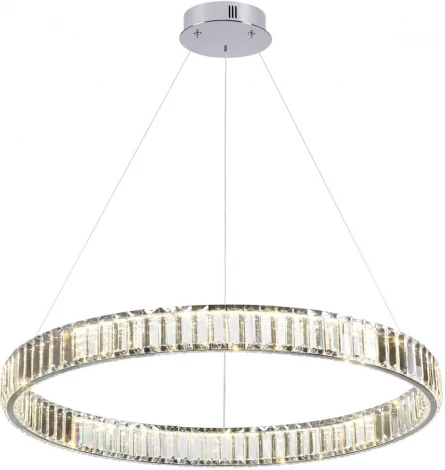 Подвесной светильник Odeon Light L-vision 4930/45L хром/прозрачный металл/хрусталь LED 45W VEKIA (220V, на тросе, кольцо)
