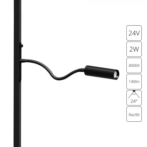 Трековый светильник магнитный светодиодный Arte Lamp Presto A6238PL-1BK 24В 2Вт 140лм 4000К