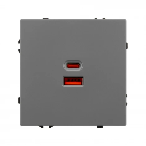 Розетка тип A+C софт-тач серый базальт ARL NOBE USB SCT-MUAC-SFPL-FC-GR (65W, QC3) (Arlight,) 054319(1)
