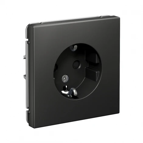 Розетка с заземлением и шторками (базальт) Systeme Electric GAL001445