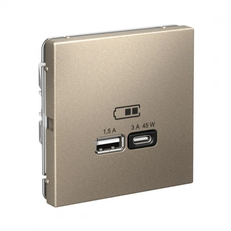 Розетка с быстрой зарядкой USB Type A+С 45Вт (шампань) Systeme Electric GAL000529