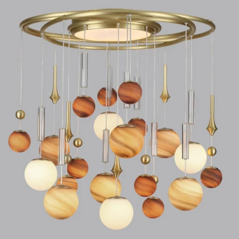 Потолочная люстра Odeon Light Callisto 5457/21C светлая сатин.латунь/белый/бежевый/коричневый/металл/стекло G9 x 20 x 5W + LED 20W 2500K