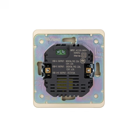 Розетка USB-A+Type-C 3А с функцией быстрой зарядки шелк Kranz Round KR-78-0734-7