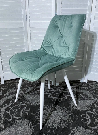 Обеденный стул M-City MONACO UF910-15 LIGHT GREEN, велюр/белый каркас