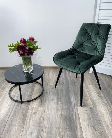 Обеденный стул M-City MONACO UF910-14 DARK GREEN, велюр/черный каркас