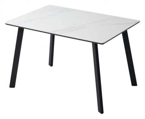 Стол ТИК ТАК 120 цвет Белый мрамор MATTE, керамика / Черный каркас M-City 64651
