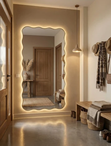 Фантазия (Fancy) XL LED Золото Зеркало в полный рост в раме с подсветкой Art-Zerkalo SM190LGL 13967