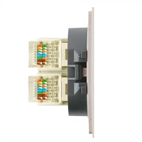 Розетка компьютерная 2-местная RJ-45 (механизм) RST00-3111-08 пудровый жемчуг Stekker Мия 50481