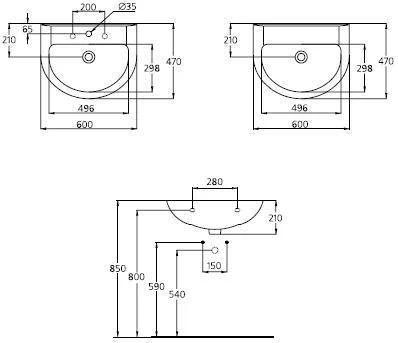 Раковина Ideal Standard Ecco W424001 60 см