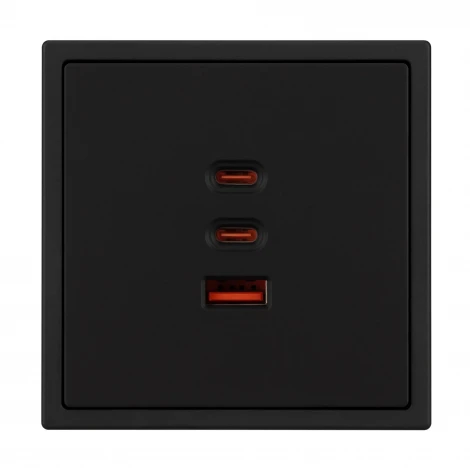 Розетка тип А+С+С софт-тач черный оникс ARL NOBE USB SCT-MUACC-SFPL-FC-BK (65W, QC3) (Arlight,) 061834(1)
