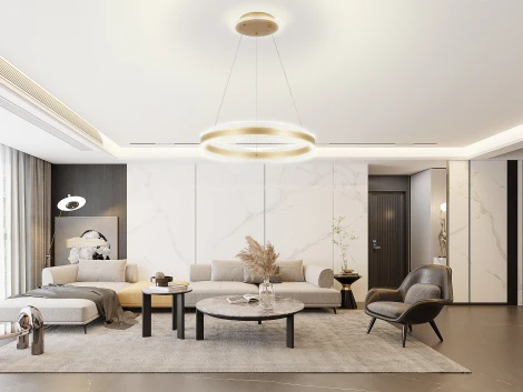 Подвесной светильник Natali Kovaltseva INNOVATION STYLE 83143 нимб с пультом ДУ, моб. приложением 120W, золото, LED