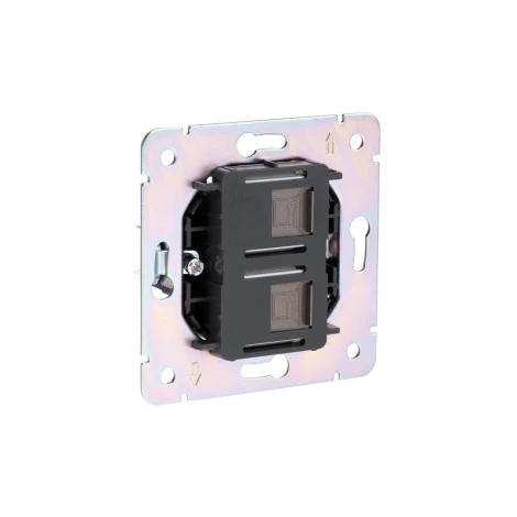 Розетка компьютерная двойная RJ45+RJ45 кат6 с/у титан Kranz Round KR-78-0725-2