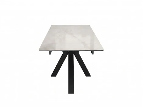 Стол DikLine SFE160 Керамика глянец белый Icelandic white jade (Ostra bianco light)/подстолье черное/опоры черные (2 уп.) 00-00086872