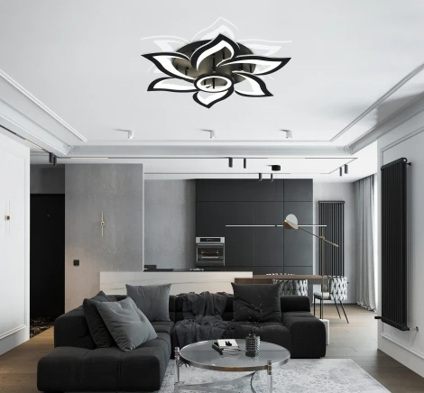 Потолочная люстра Natali Kovaltseva Olimp HIGH-TECH LED LAMPS 82020 BLACK (регулировка яркости, 220V, пульт управления, цветы)