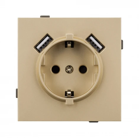 Механизм розетки с USB зарядкой SCT-TENDO-MUAA-SFPL-GD (230V, 16A) (Arlight, Матовый песочный) 054604