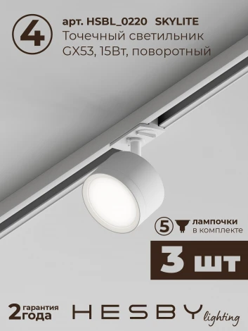 Трековая система в сборе однофазная накладная 220V 30W Hesby Lighting Skylite №13 HSBL_kompl_S013_NI1W4K