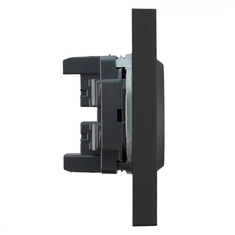 Розетка 2-местная с з/ш, б/з, СЗК 250В 16А RST16-5116-05ZK черный уголь, soft touch Stekker Эмили 50253
