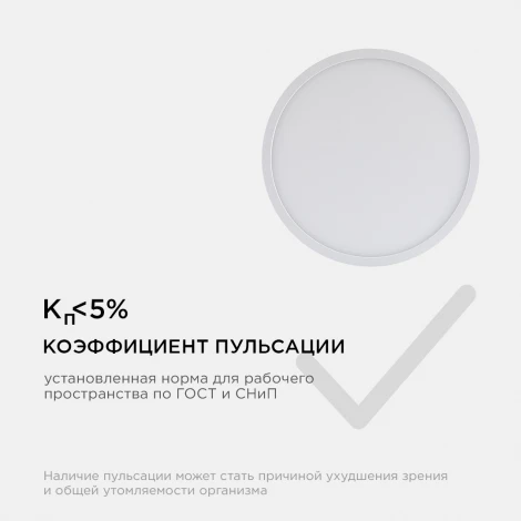 Потолочный светильник светодиодный круглый 220В 18Вт 1440лм изолированный драйвер 4500К Apeyron 06-40