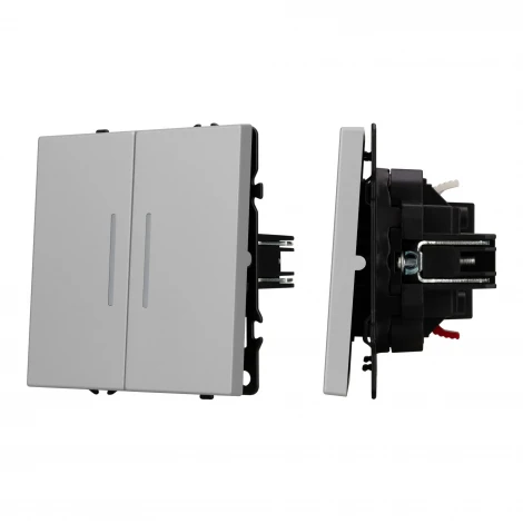 Выключатель проходной ARL NOBE 2 кл подсветка софт-тач никель SWT-MKP2-SFPL-L-IS (250V, 10A) (Arlight,) 059415(1)