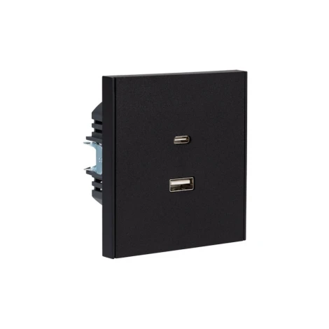 Розетка USB-A+Type-C 3А с функцией быстрой зарядки антрацит Kranz Strong KR-78-0734-5