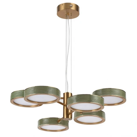 Подвесная люстра Odeon Light Riviera 5450/99LA зеленый/античная бронза/металл/керамика/хрусталь/акрил LED x 99W 2000К/3000K/4000K/переключ