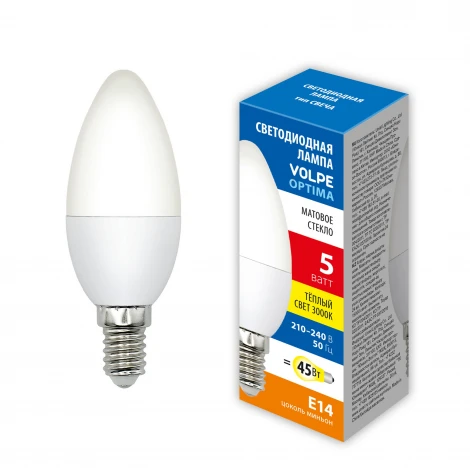 Лампочка светодиодная Volpe LED-C37-SLS LED-C37-5W/3000K/E14/FR/SLS