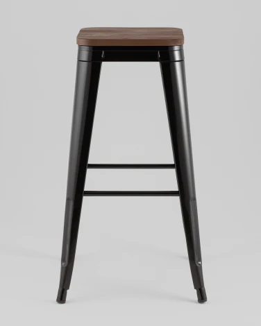 Стул барный TOLIX черный глянцевый + темное дерево KD Stool Group УТ000042112