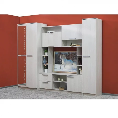 Стенка в гостиную Флора, ясень белый БТС 00-00023745