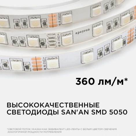 Светодиодная лента в блистере 12В СТ 7,2Вт/м SMD5050 30д/м IP20 ширина подложки 10мм, 3м, RGB Apeyron 217BL