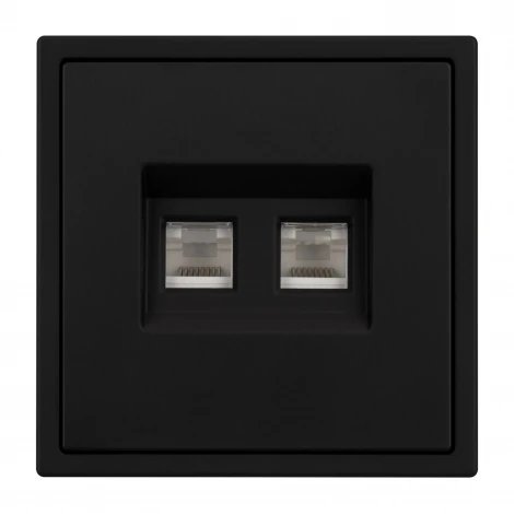 Механизм сдвоенной телефонной розетки SCT-NOBE-MTL2-SFPL-BK (RJ-11, 4C) (Arlight, Черный оникс) 054309