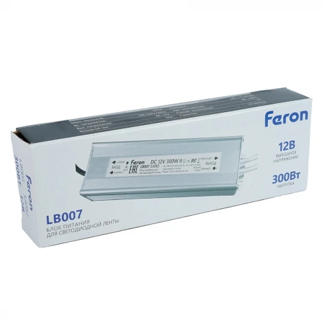 Трансформатор электронный для светодиодной ленты 300W 12V IP67 (драйвер) LB007 Feron LB007 53082