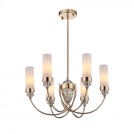Потолочная люстра на штанге ST Luce Элегра SL1402.253.06 Золото/Белый, Прозрачный E14*6 40W