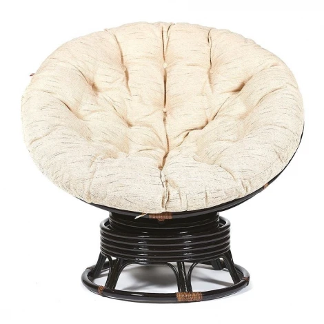 Кресло-качалка PAPASAN/ПАПАСАН W 23/01 B /с подушкой/ 115х78х104см, античный черно-коричневый, ткань старт Tetchair 7271