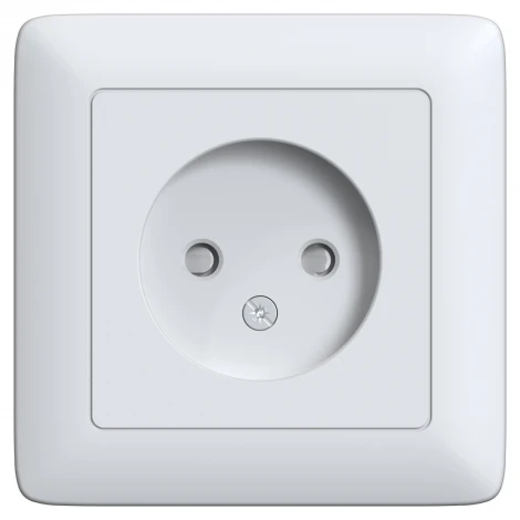 Розетка без заземления со шторками (белый) Systeme Electric RS10-135-B