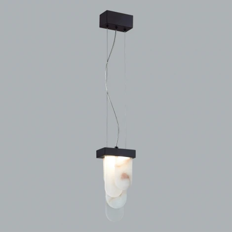 Подвесной светильник Odeon Light Foros 5438/12L черный/металл/ смола под алебастр /акрил LED 12W 3000K (220V, на тросе)