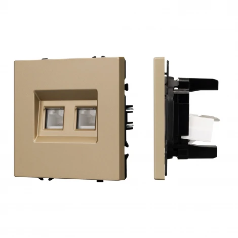 Механизм сдвоенной телефонной розетки SCT-NOBE-MTL2-SFPL-GD (RJ-11, 4C) (Arlight, Золотой песок) 054310
