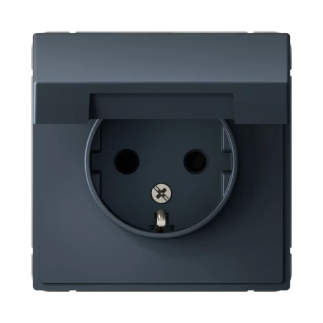 Розетка с заземлением, шторками и крышкой (грифель) Systeme Electric GAL000746