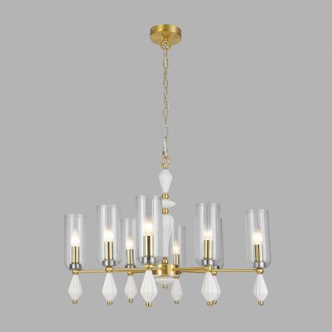 Подвесная люстра Lumion Galana 8428/8 латунь/белый/прозрачный, металл/керамика/стекло E14 8*40W 220V