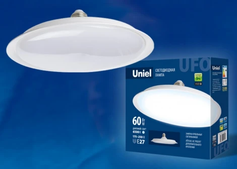 Лампочка светодиодная таблетка белая E27 60W 6500K Uniel LED-U270-60W/6500K/E27/FR PLU01WH