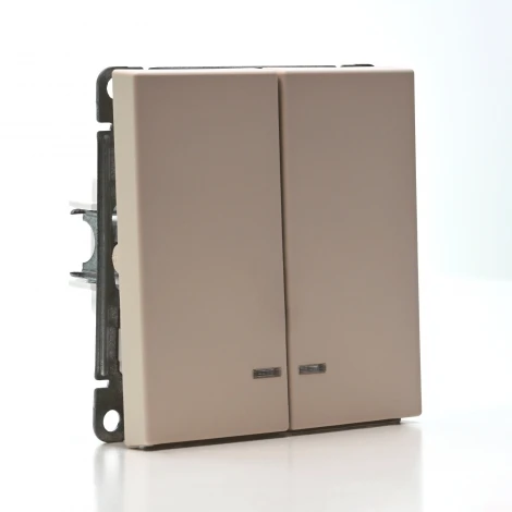 Выключатель двухклавишный с подсветкой (песочный) Systeme Electric GAL001253S