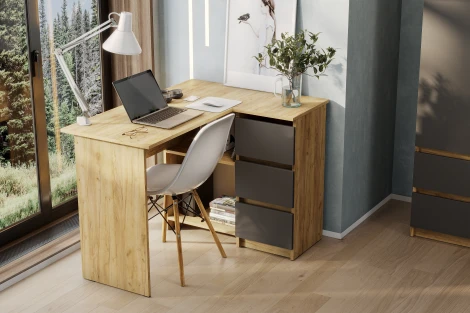 Стол угловой Денвер Дуб Золотой/Графит серый Арника 00-00303836