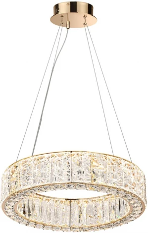 Подвесной светильник Odeon Light Version 5071/60L золото/прозрачный/металл/хрусталь/стекло LED 60W 3700K (220V, на тросе, кольцо)