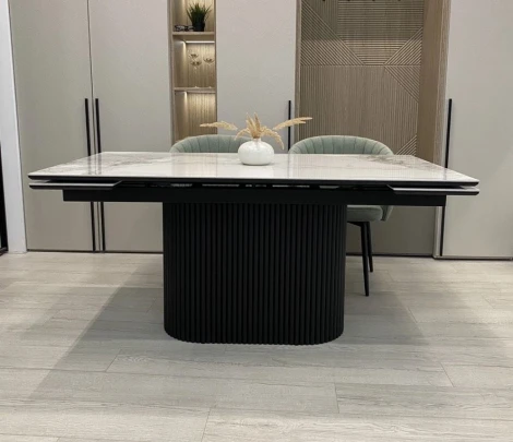 Стол АРИЯ 160 PANDORA LIGHT, керамика / Черный каркас M-City 64723